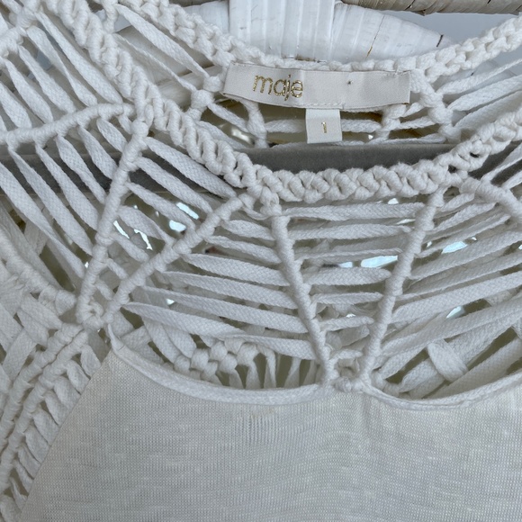 Maje Fire macramé-trimmed linen maxi dress - Picture 4 of 8